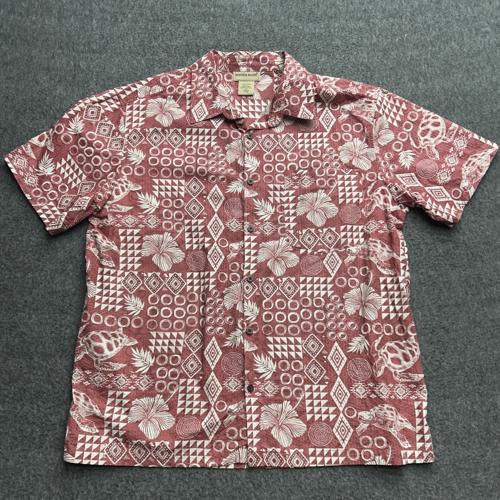 Scandia Woods Hawaiian Shirt Mens XL Sea Turtle Floral Tropical‎ Resort Cruise